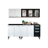 Cozinha Modulada Completa Evidence 4 Peças (2 Armários + 2 Balcões) C4P38 Branco/Preto - Bertolini - 1