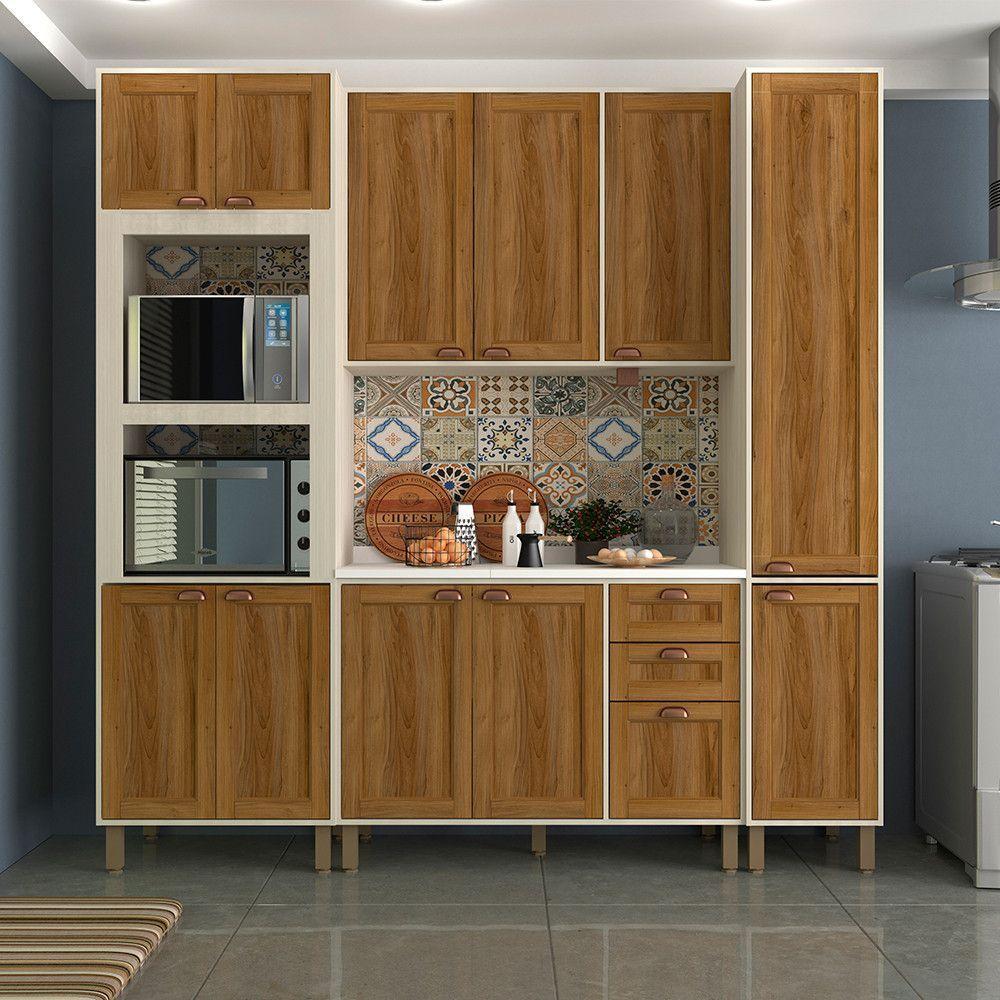 Cozinha Compacta Modulada Com 4 Peças E Tampo Sofia Pátina Ff Com Moscatto Ff - 1