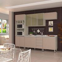 Cozinha Completa 5 Peças Com Tampo E Vidro Reflecta Lis Legno Crema Com Connect - 1