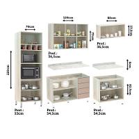 Cozinha Completa 5 Peças Com Tampo E Vidro Reflecta Lis Legno Crema Com Connect - 5