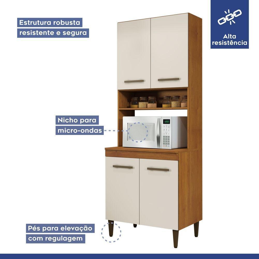 Cozinha Completa 10 Portas 3 Gavetas Atenas Kaiki Moveis Nature/off White - 7