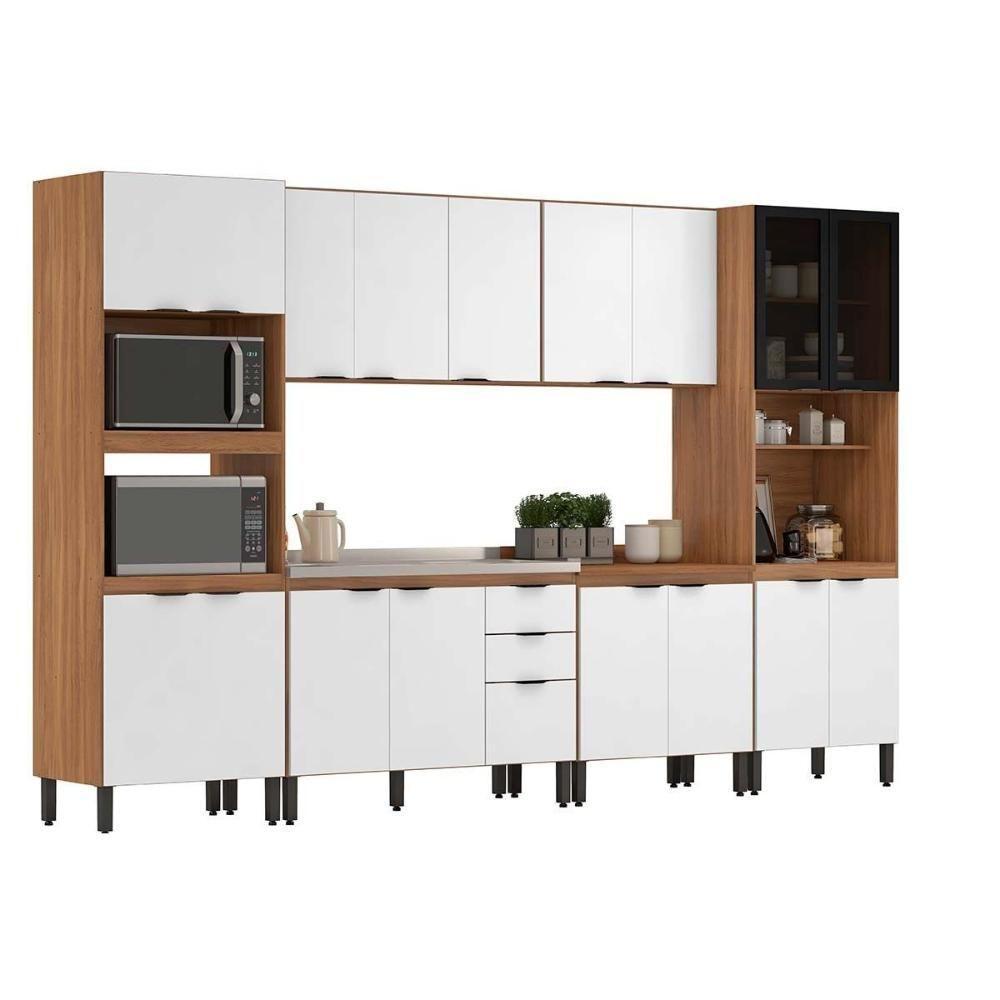 Cozinha Modulada Completa Fmt006 Firenze 2 Aéreos 2 Balcões 2 Paneleiros 6pçs Avena/grafito Demóbile - 2