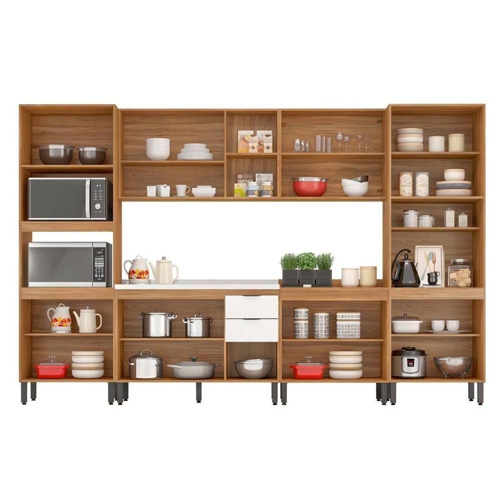 Cozinha Modulada Completa Fmt006 Firenze 2 Aéreos 2 Balcões 2 Paneleiros 6pçs Avena/grafito Demóbile - 6