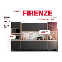 Cozinha Modulada Completa Fmt006 Firenze 2 Aéreos 2 Balcões 2 Paneleiros 6pçs Avena/grafito Demóbile