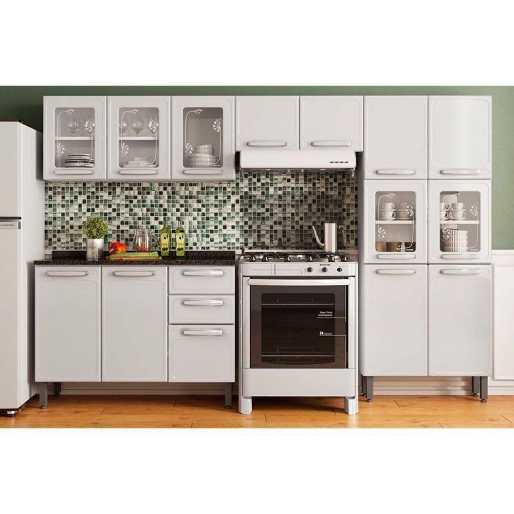 Kit de Cozinha Completa 4 Peças Evidence  (2 Armários + 1 Balcão + 1 Paneleiro) C4P57 Branco - Bertolini - 1