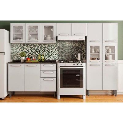 Kit de Cozinha Completa Evidence 4 Peças 14 Portas 2 Gavetas Aço 120cm Branco