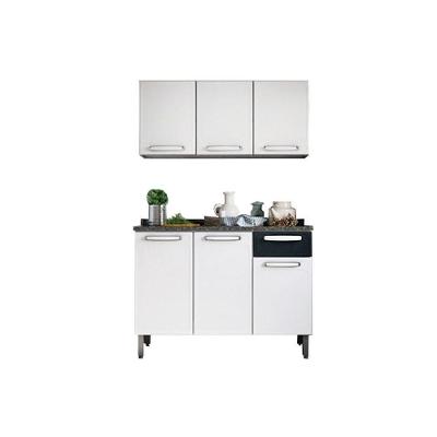 Cozinha Compacta Evidence 5 Portas 1 Gaveta em Aço 120cm Branco e Preto