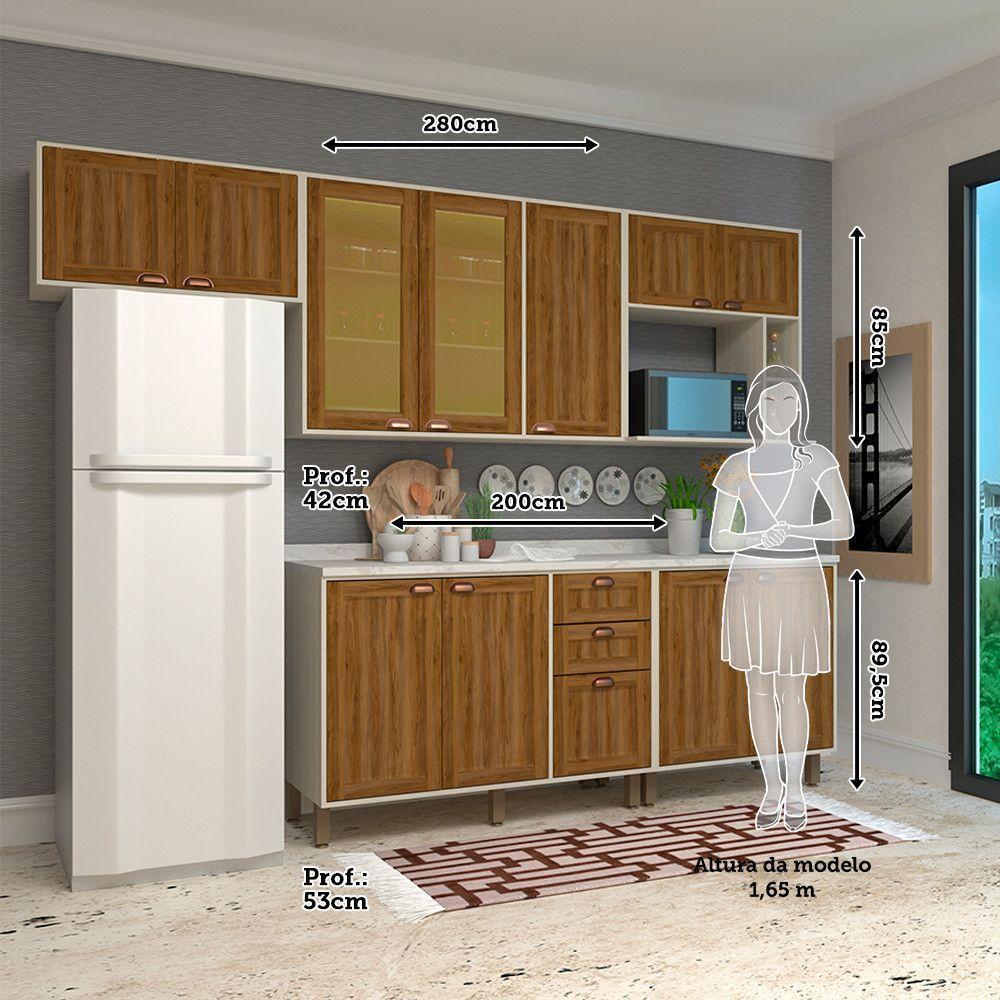 Cozinha Completa Modulada Com 5 Peças E Tampo Sofia Pátina Ff Com Moscatto Ff - 2