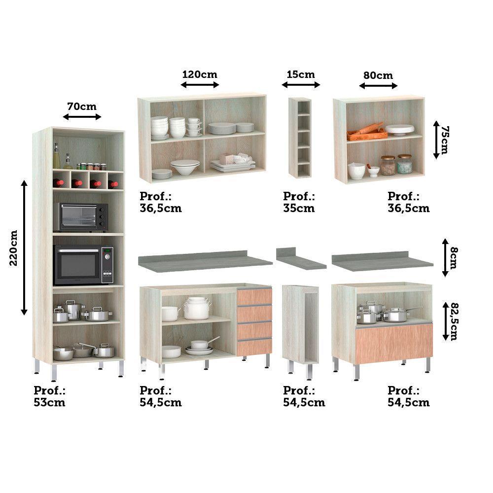 Cozinha Completa 7 Peças Com Tampo Lis Legno Crema Com Cumaru - 2
