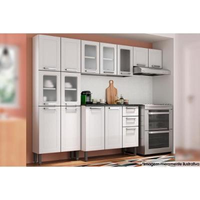 Cozinha Completa Múltipla 4 Peças C4P83 6 Portas 2 Gavetas em Aço 105cm Branco