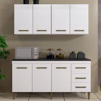 Cozinha Completa 7 Portas 3 Gavetas Atenas Kaiki Moveis Branco.