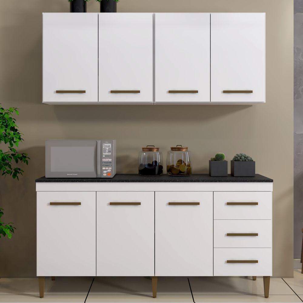 Cozinha Completa 7 Portas 3 Gavetas Atenas Kaiki Moveis Branco - 2