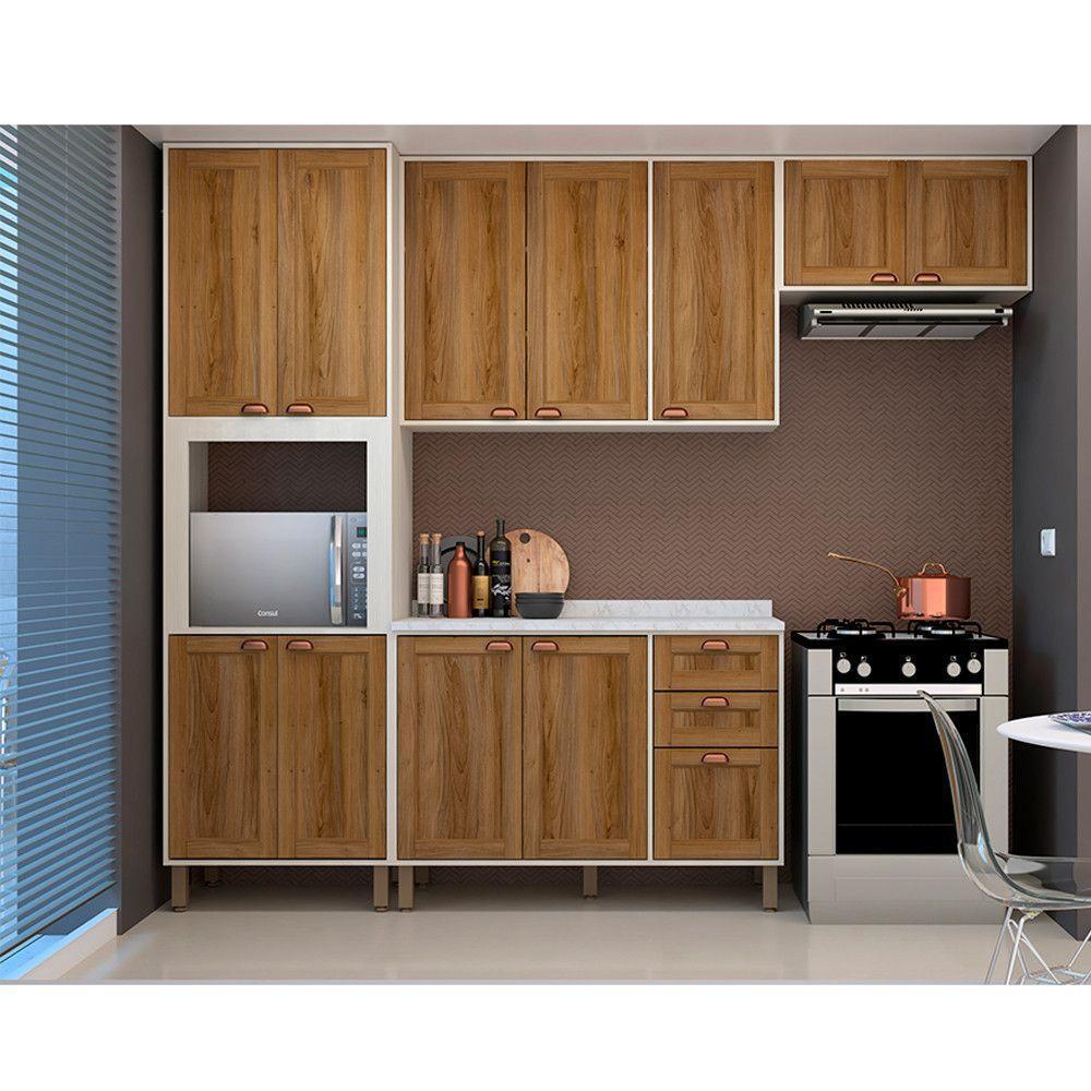 Cozinha Modulada Compacta Com 4 Peças E Tampo Sofia Pátina Ff Com Moscatto Ff - 1