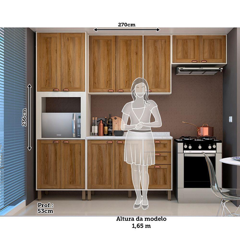 Cozinha Modulada Compacta Com 4 Peças E Tampo Sofia Pátina Ff Com Moscatto Ff - 5