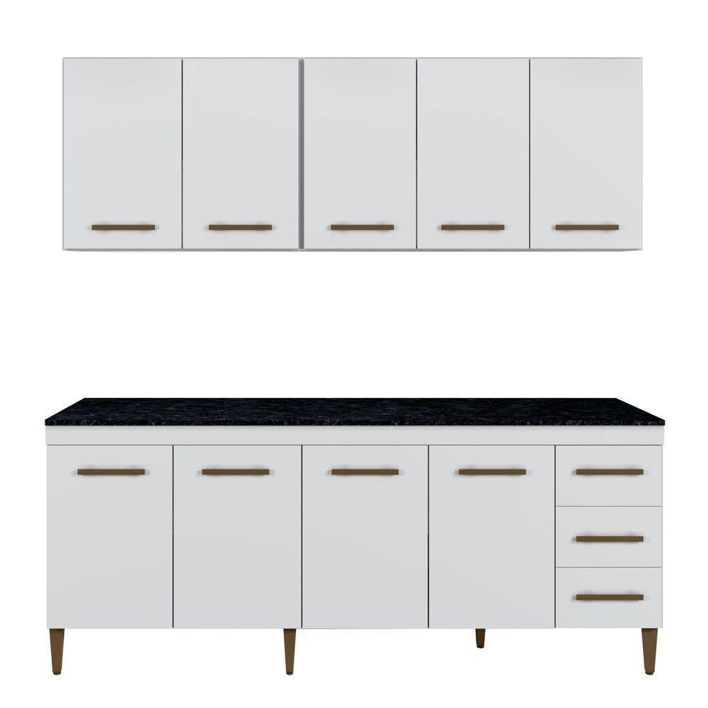 Cozinha Completa 9 Portas E 3 Gavetas Atenas Kaiki Moveis Branco - 1