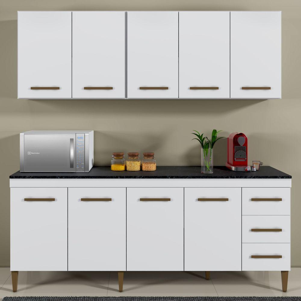 Cozinha Completa 9 Portas E 3 Gavetas Atenas Kaiki Moveis Branco - 2