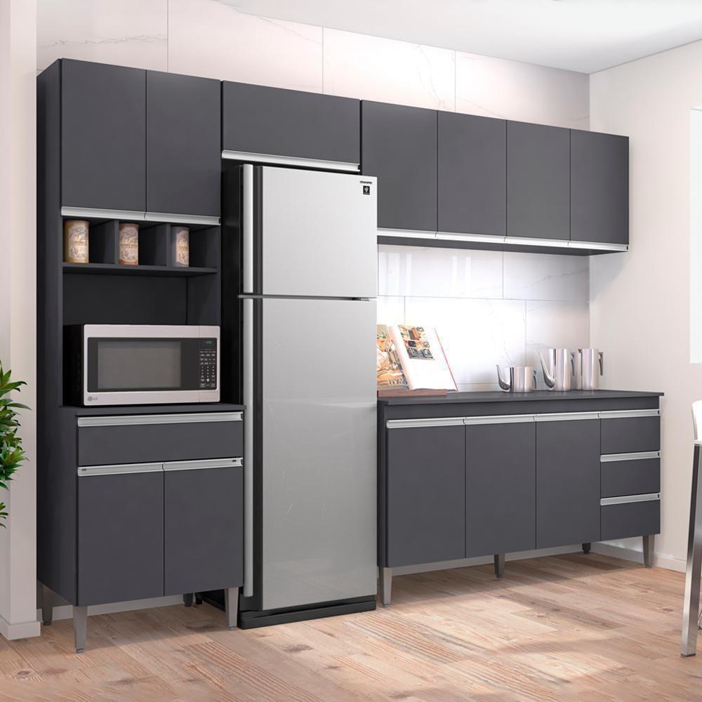 Cozinha Modulada 5 Peças 281 Cm Andreia Cinza Reajl Cinza - 3