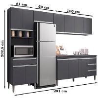 Cozinha Modulada 5 Peças 281 Cm Andreia Cinza Reajl Cinza - 6