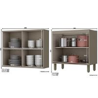Cozinha Modulada Completa Connect 7 Peças (2 Armários + 2 Balcões + 1 Paneleiro + 2 Complementos) C7P03 Duna/Cristal - Henn