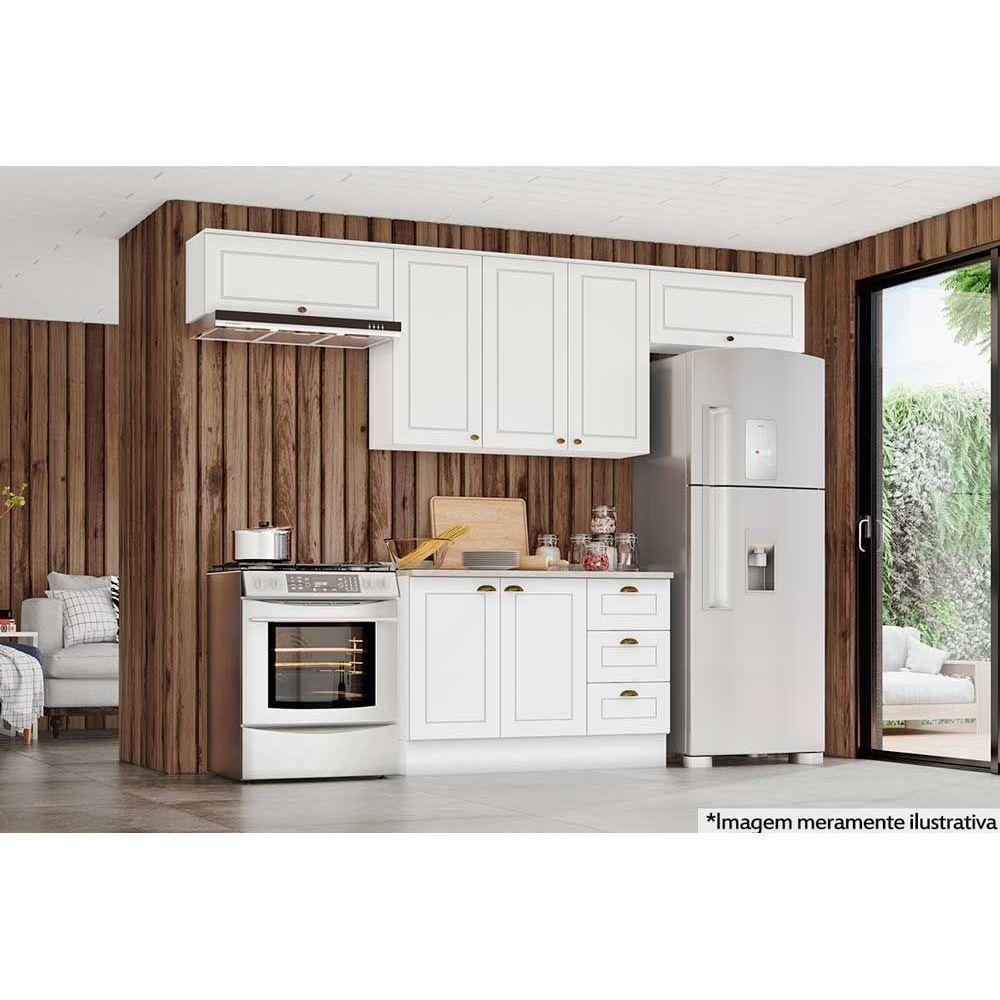 Cozinha Completa Americana 5 Peças (3 Armários + 1 Balcão + 1 Complemento) C5P11 Branco - Henn - 9