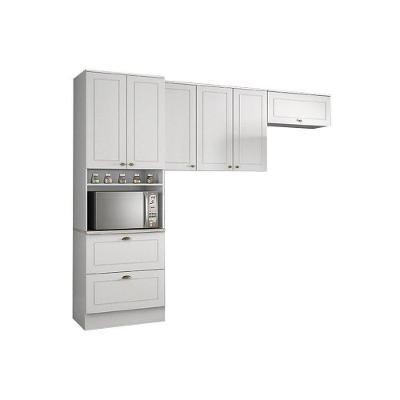 Cozinha Compacta Americana Cpt09 2 Portas 2 Gavetas MDF 71.5cm Branco para Forno e Micro-ondas