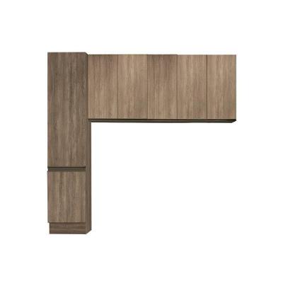 Cozinha Compacta Maxxi Kit 3 Peças em Madeira 50cm Branco com Paneleiro Alto