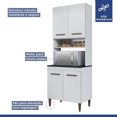 Cozinha Completa Atenas 14 Portas 3 Gavetas MDF 342.5cm Branco com Nicho para Forno
