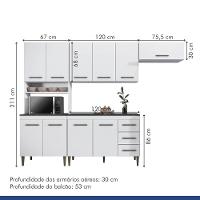 Cozinha Completa 10 Portas 3 Gavetas Atenas Kaiki Moveis Branco - 8