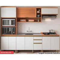 Cozinha Completa Completa Thela Macadâmia (2 Aéreos + 2 Balcões + 1 Paneleiro) 5 Peças Freijo/Branco - Telasul - 1