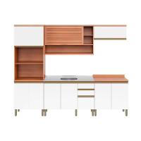 Cozinha Completa Completa Thela Macadâmia (2 Aéreos + 2 Balcões + 1 Paneleiro) 5 Peças Freijo/Branco - Telasul - 8