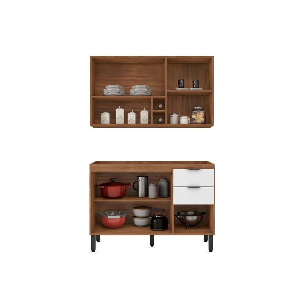 Cozinha Completa Composição 11 Firenze 2 Peças (1 Aéreo + 1 Balcão) Amendola/Branco - Demóbile - 6