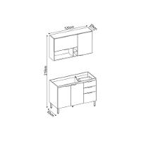 Cozinha Completa Composição 11 Firenze 2 Peças (1 Aéreo + 1 Balcão) Amendola/Branco - Demóbile - 3