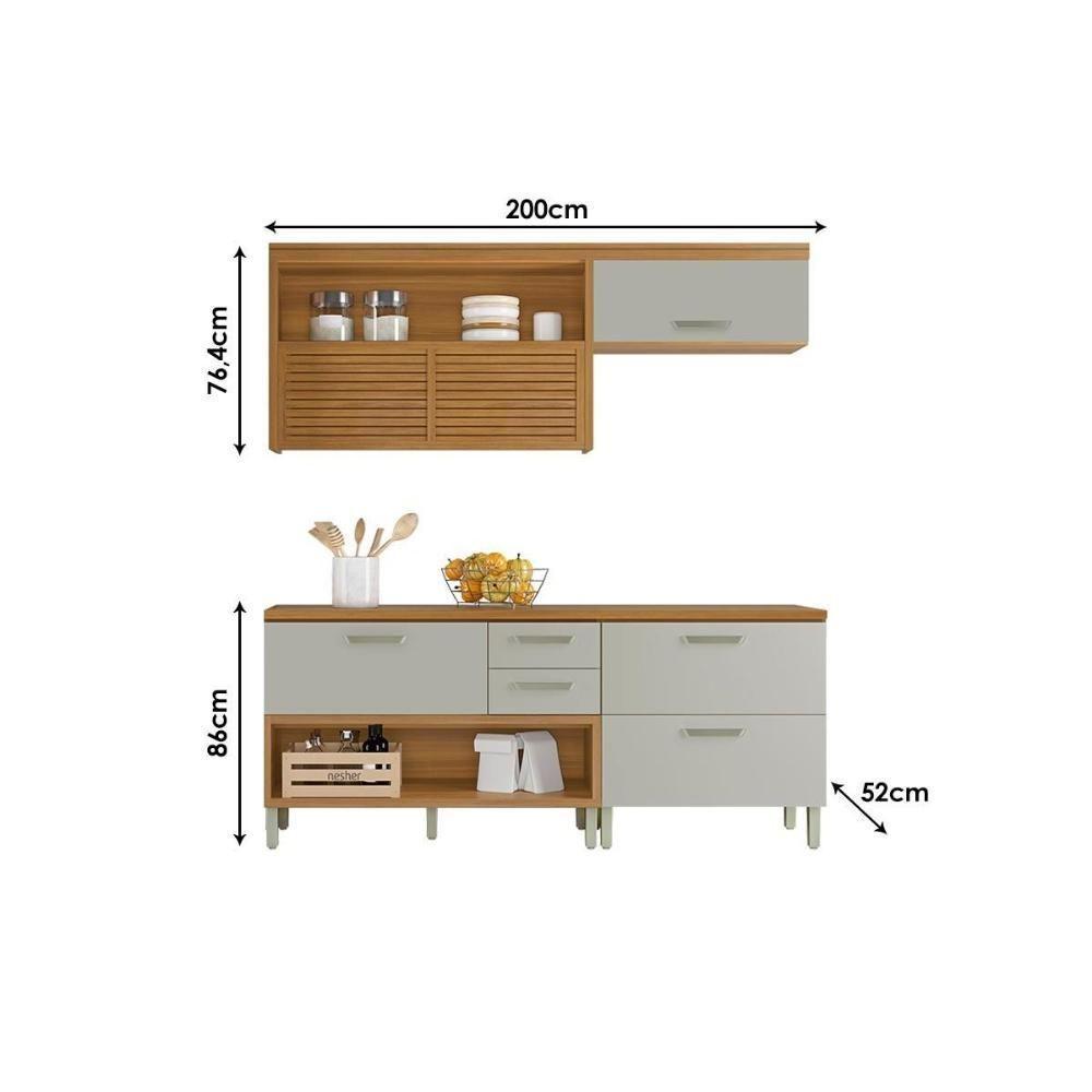 Cozinha Modulada Nesher Princesa 3 Peças (2 Balcões + Aéreo) C3P22 Freijo/Off White - 4