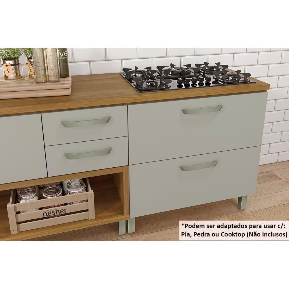 Cozinha Modulada Completa Princesa 4pçs (2 Balcões + Aéreo + Paneleiro) C4P15 Freijo/Grafite Nesher - 4