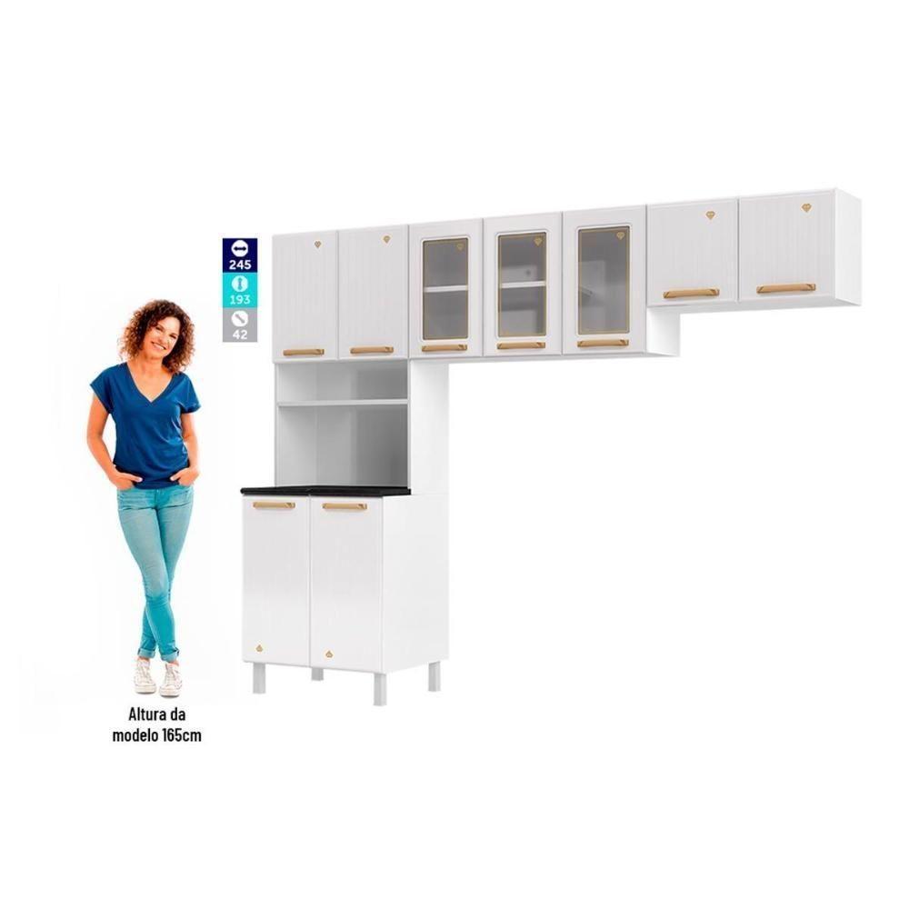 Cozinha Compacta Diamante 3 Peças (2 Armários + 1 Paneleiro) Branco - Telasul - 8