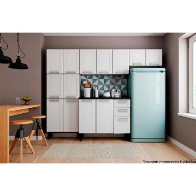 Cozinha Completa Múltipla 4 Peças C4P87 6 Portas 2 Gavetas Aço 105cm Branco