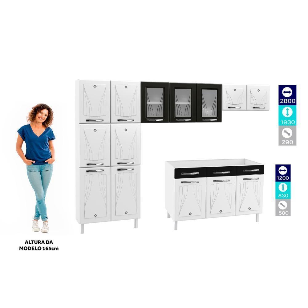 Cozinha De Aço Completa Telasul Portas 3 vidros Balcão Pia - 5