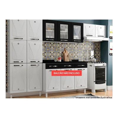 Cozinha Compacta Star New 11 Portas em Aço 280cm Branco e Preto