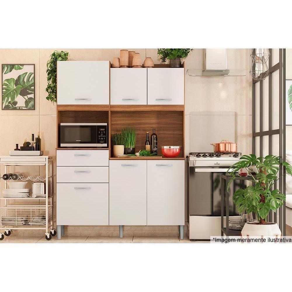 Kit de Cozinha Compacta Harmonia c/ 6 Portas e 2 Gavetas Amendola/Branco - Demóbile - 6