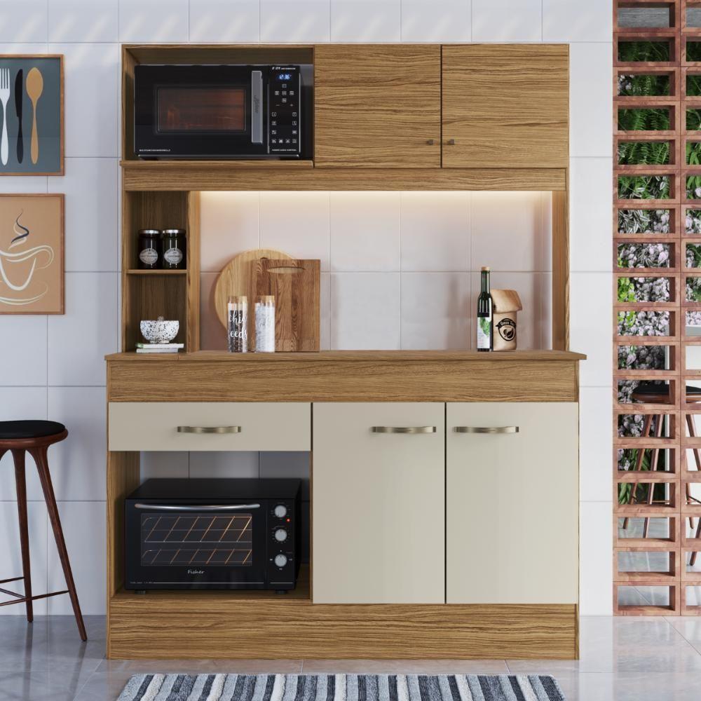 Armário De Cozinha Compacta Com Tampo 7072+ch854 Decibal Naturalle Cristalo - 1