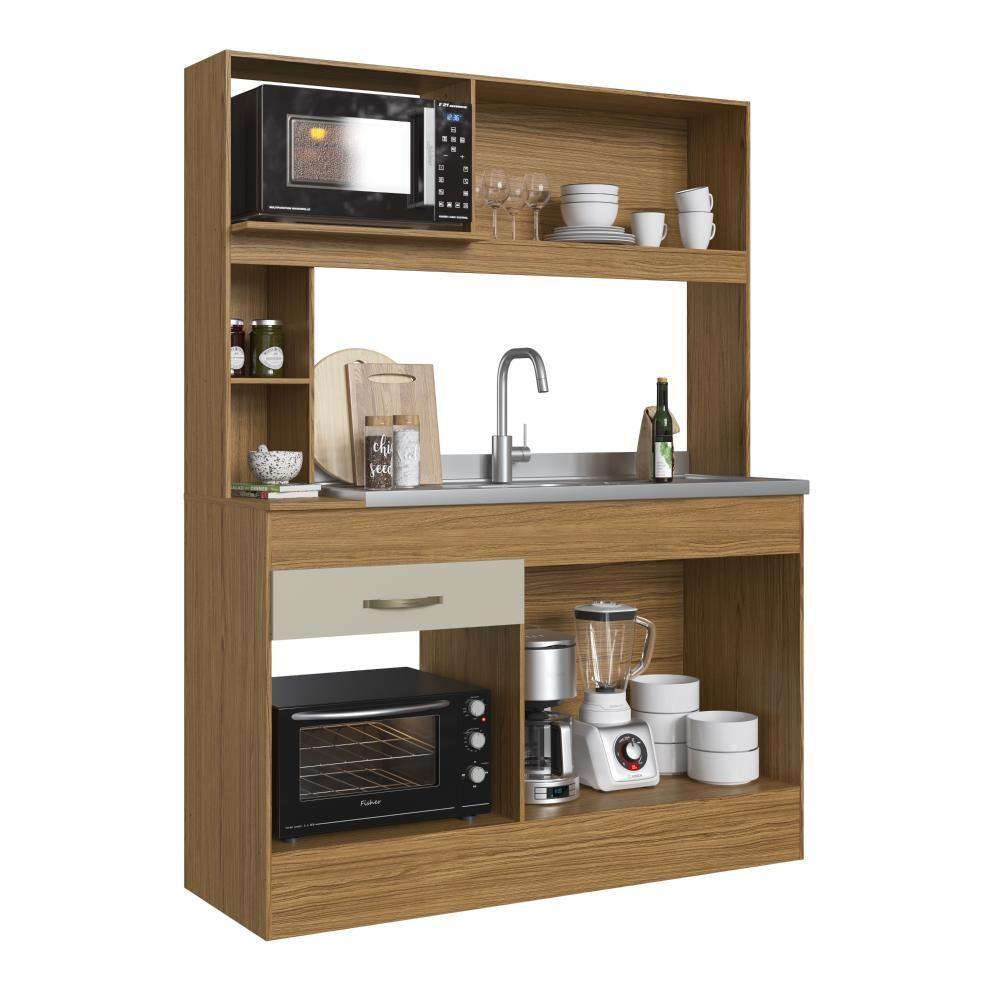 Armário De Cozinha Compacta Com Tampo 7072+ch854 Decibal Naturalle Cristalo - 3