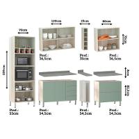 Cozinha Completa 7 Peças Com Tampo Lis Legno Crema Com Verde Jade