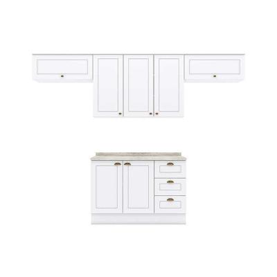 Kit de Cozinha Completa C5P11 6 Portas 3 Gavetas MDF 120cm Branco com Tampo