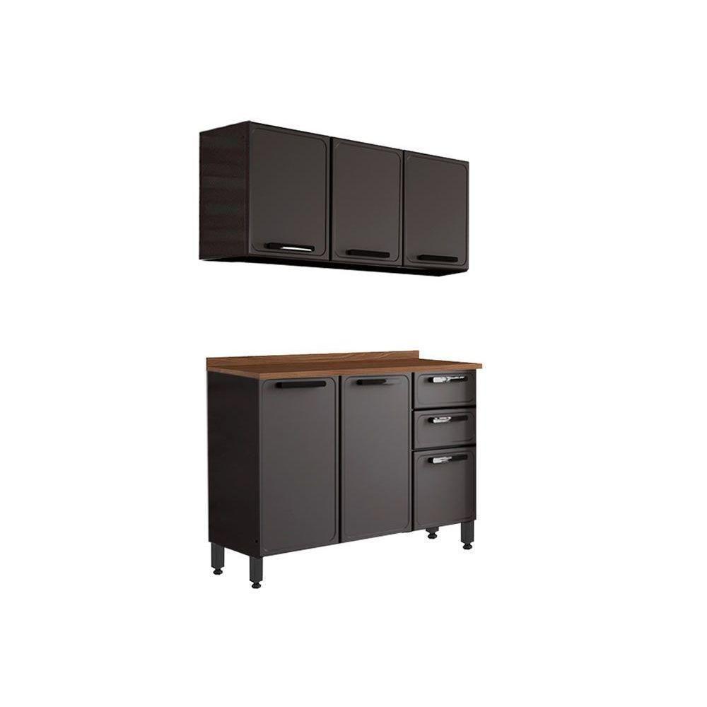 Cozinha Modulada Bertolini Estilo  2 Peças (1 Armário + 1 Balcão) C2P08 Cinza/Grafite - 1