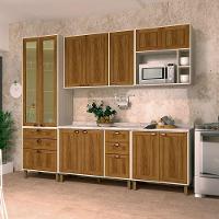 Cozinha Modulada Completa 5 Peças Com Tampo E Vidro Reflecta Sofia Pátina Com Moscatto - 1