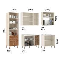 Cozinha Modulada Completa 5 Peças Com Tampo E Vidro Reflecta Sofia Pátina Com Moscatto - 5