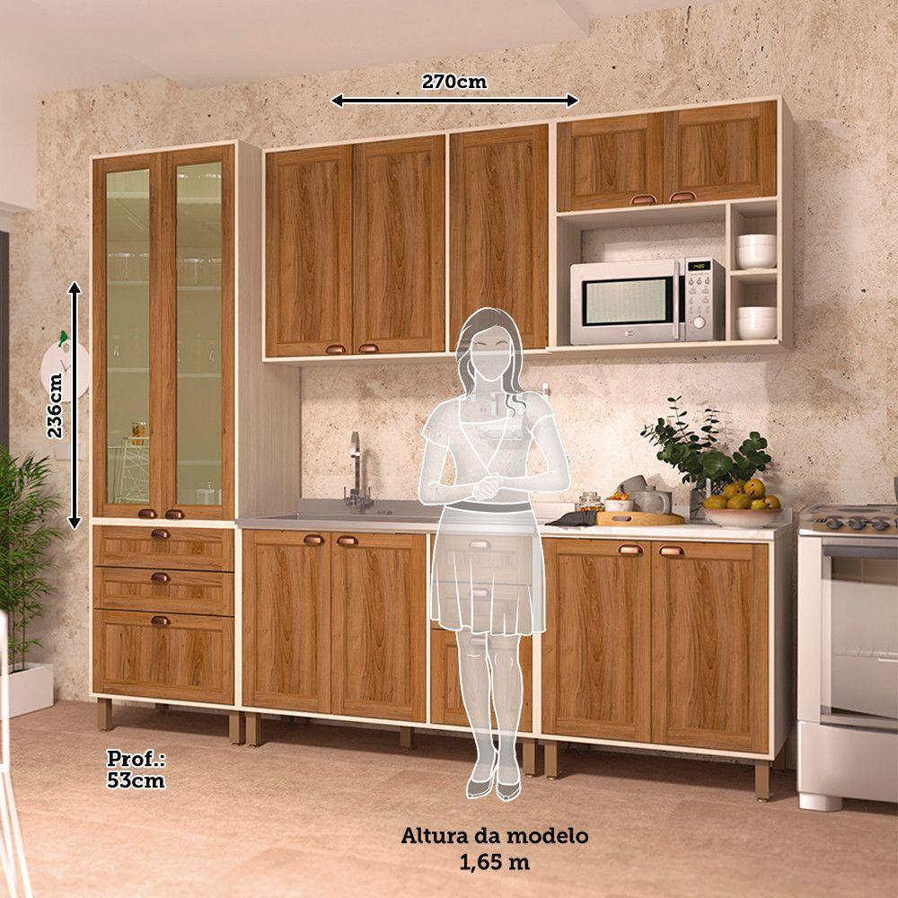 Cozinha Modulada Completa Com 5 Peças E Vidro Reflecta Sofia Pátina Com Moscatto - 2
