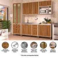 Cozinha Modulada Completa Com 5 Peças E Vidro Reflecta Sofia Pátina Com Moscatto