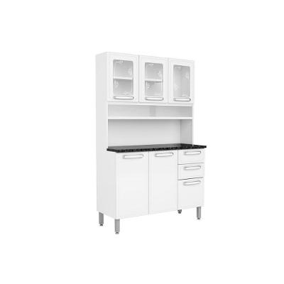 Kit de Cozinha Compacta Evidence 6 Portas 2 Gavetas Aço 120cm Branco