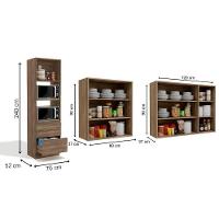 Kit De Cozinha Completa 3 Peças Maxxi (2 Armários + 1 Paneleiro) Cpt33 Nogal - Kappesberg - 5